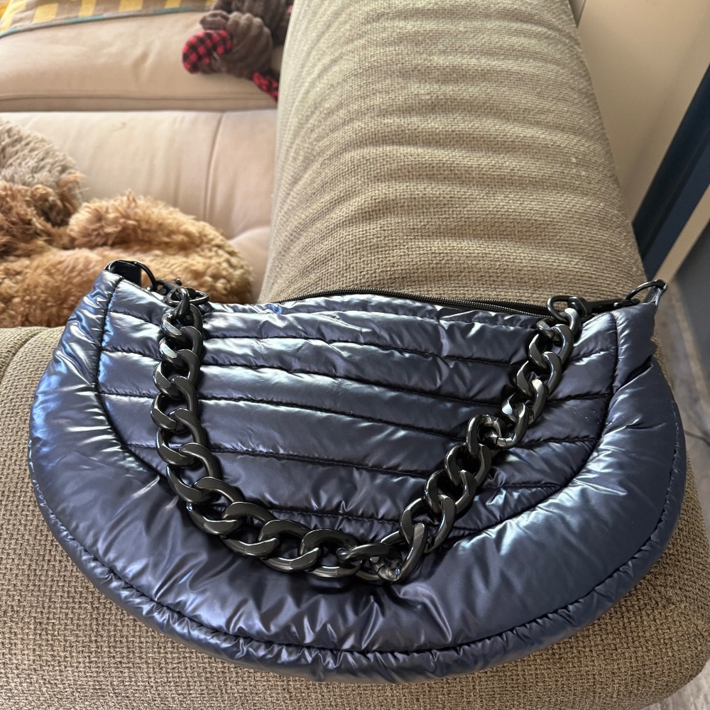 Think Royln Elton Hobo Crossbody in Pearl Peacock Metallic Blue